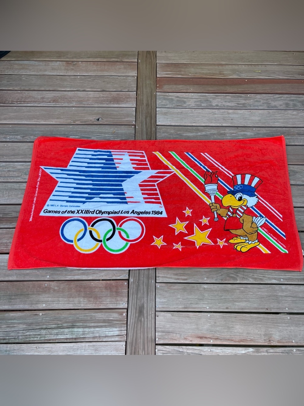 1984 LA Olympics Towel Sam Eagle Beach Pool Swim Gym Summer Games Los Angeles - Picture 2 of 9